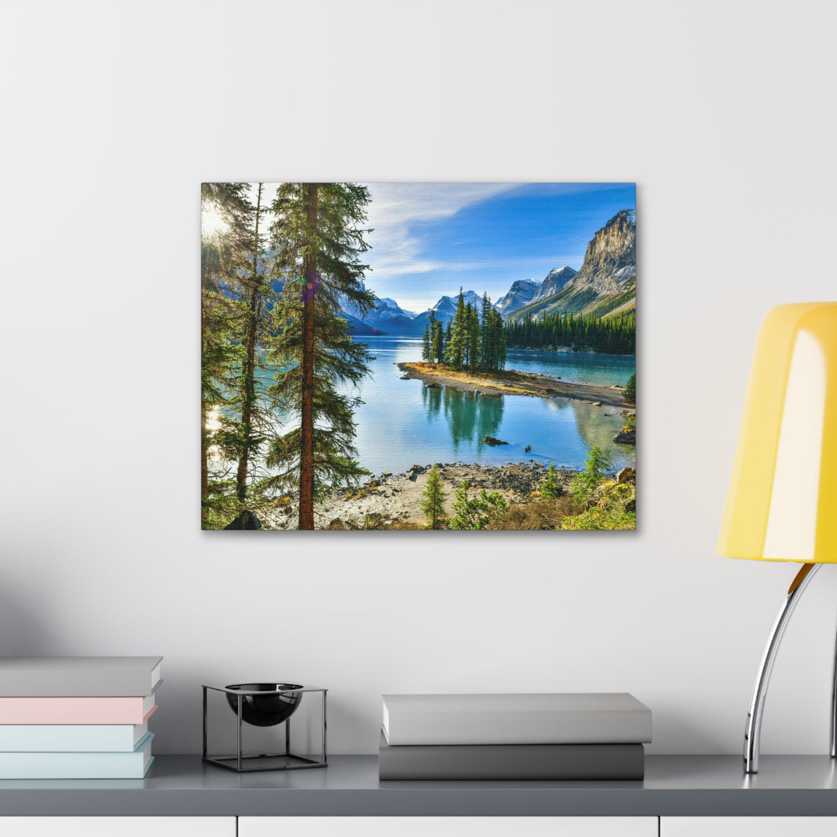 Mountain Lake Island Nature Wilderness Photography Canvas Wall Art for Home Decor Ready-to-Hang-Express Your Love Gifts