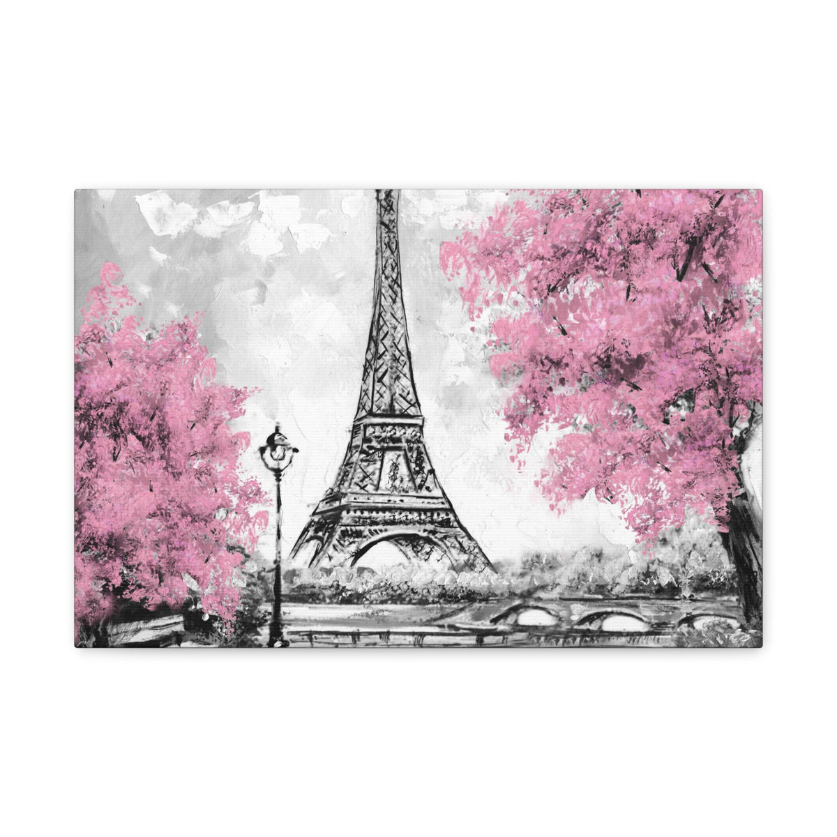 Eiffel Tower Pink Tree France Canvas Artwork High-Quality Breathtaking French City for Home Decor Ready to Hang-Express Your Love Gifts