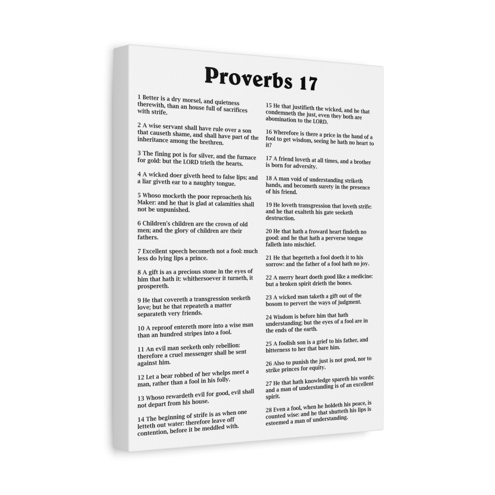 Scripture Walls Proverbs Chapter 17 White Bible Canvas Christian Wall Art Ready to Hang Unframed-Express Your Love Gifts