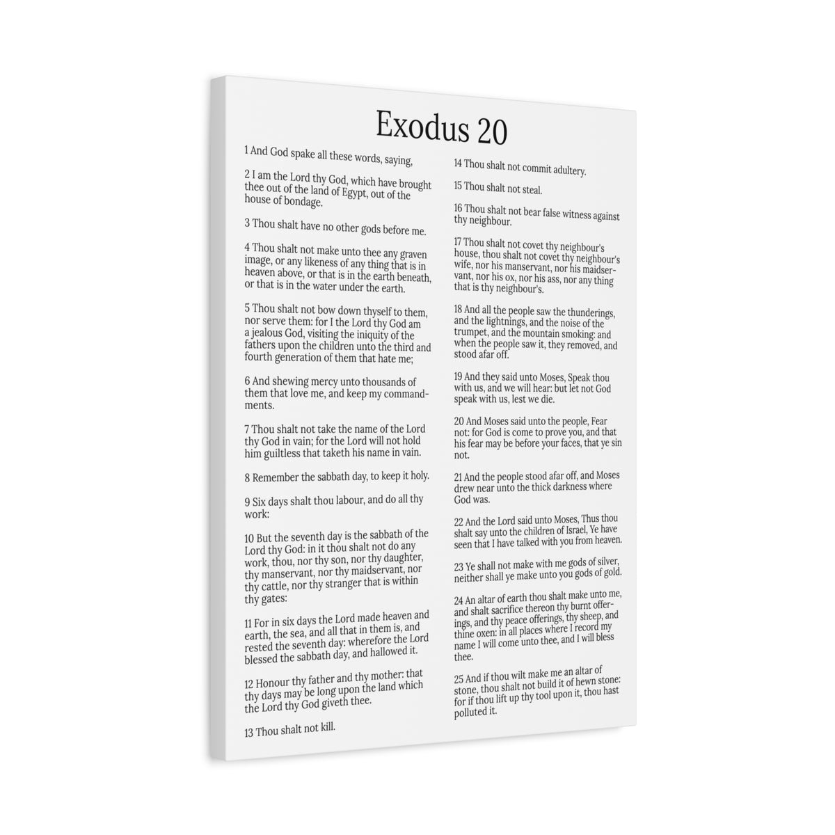 Scripture Walls Giving of the Law Exodus 20 Chapter WhiteChristian Wall Art Print Ready to Hang Unframed-Express Your Love Gifts