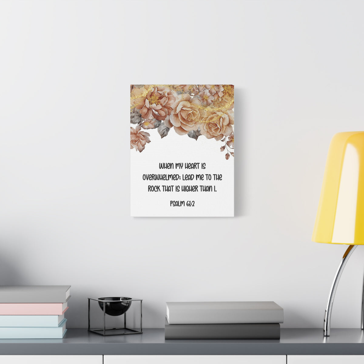 Scripture Walls Higher Than I Psalm 61:2 Floral Bible Verse Canvas Christian Wall Art Ready to Hang-Express Your Love Gifts