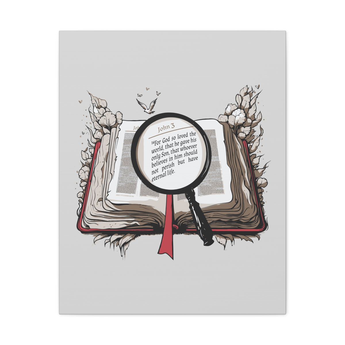 Scripture Walls John 3:16 Open Book Bible Verse Canvas Christian Wall Art Ready to Hang Unframed-Express Your Love Gifts