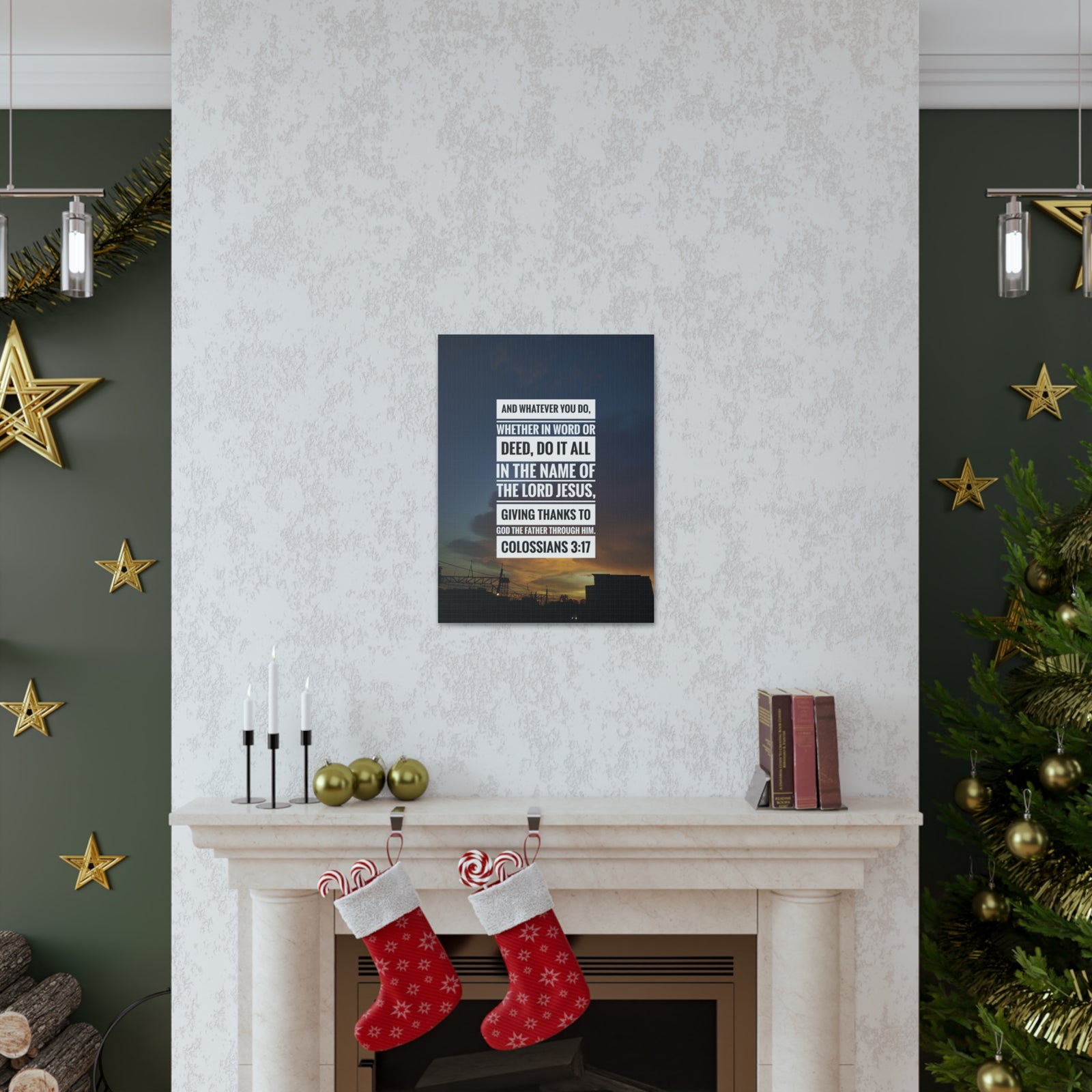 Scripture Canvas Thanks To God The Father Colossians 3:17 Christian Wall Art Bible Verse Print Ready to Hang-Express Your Love Gifts