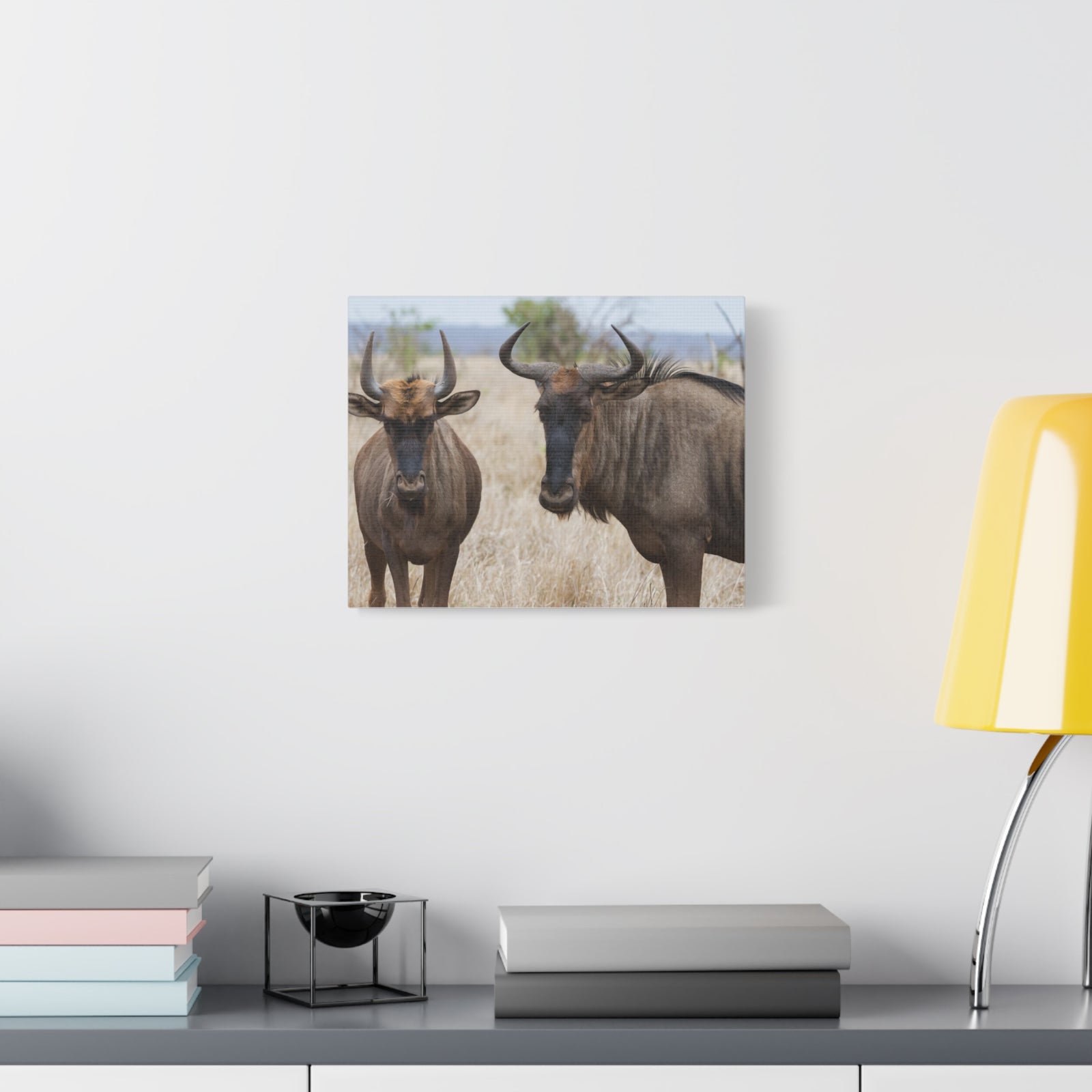 Funny Wildebeest Silly Wildebeest Scene Couple Wall Art Ready to Hang-Express Your Love Gifts