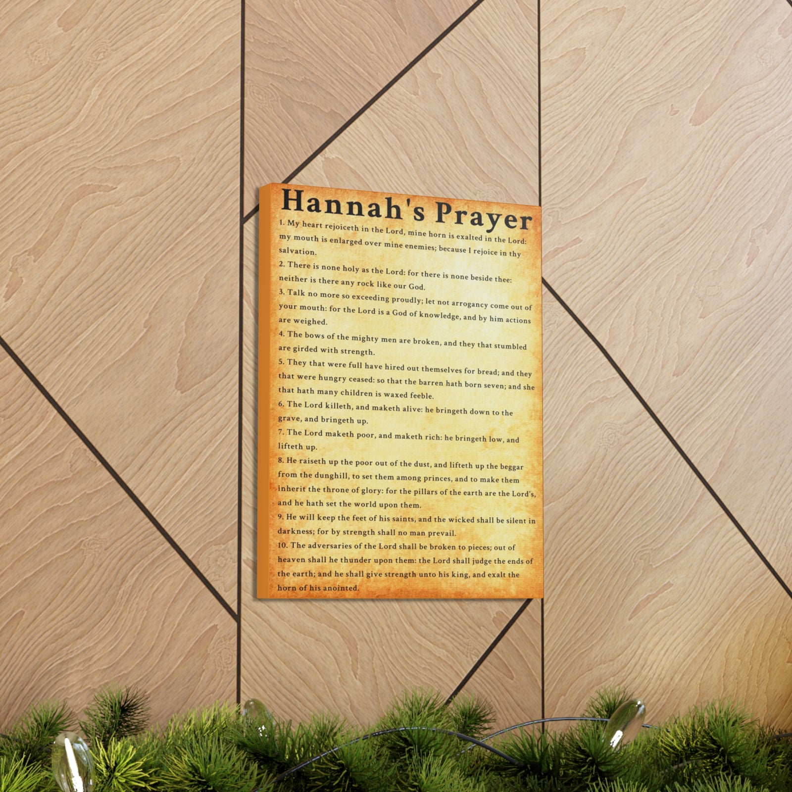 Scripture Walls Hannah's Prayer 1 Samuel 2:1–10 Gold Bible Verse Canvas Christian Wall Art Ready to Hang Unframed-Express Your Love Gifts