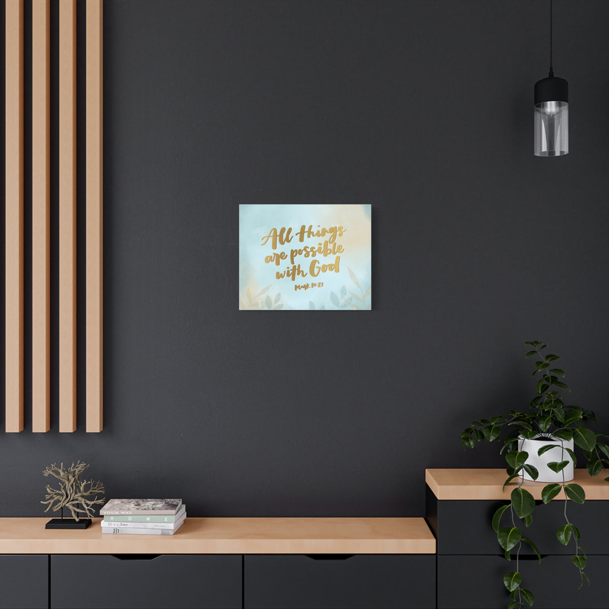 Scripture Canvas Possible With God Mark 10:27 Christian Wall Art Bible Verse Print Ready to Hang