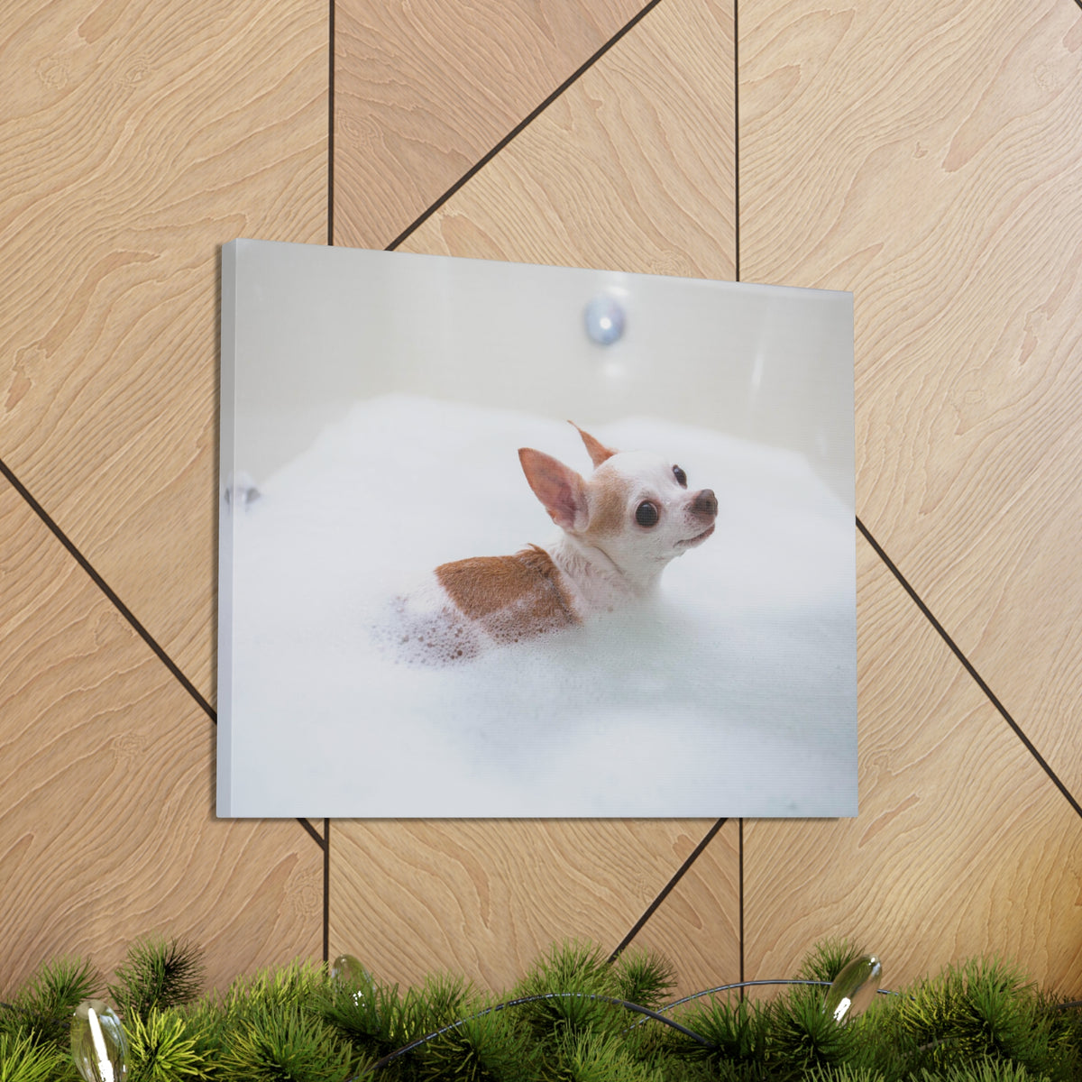Cute Chihuahua Bathee Canvas Wall Art for Home Decor Ready-to-Hang-Express Your Love Gifts