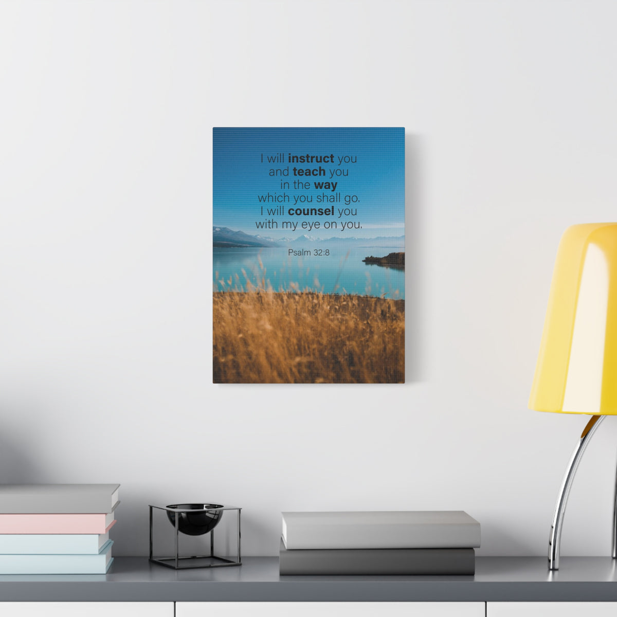 Scripture Canvas God's Instruction Psalm 32:8 Christian Wall Art Bible Verse Print Ready to Hang-Express Your Love Gifts