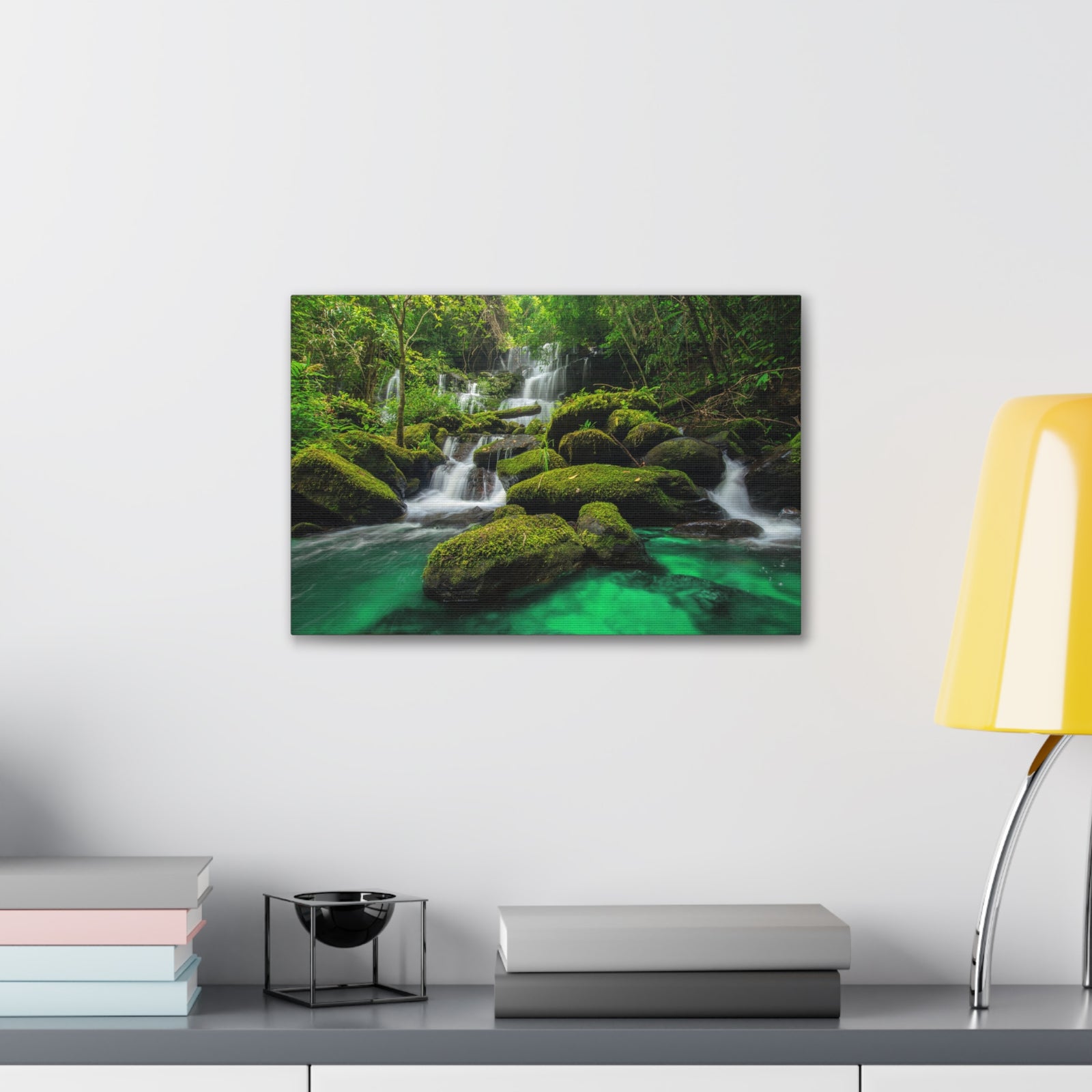 Jungle Waterfall In Thailand Modern Multicolor Scenic Nature Photography Canvas Home Office Decor Ready to Hang-Express Your Love Gifts