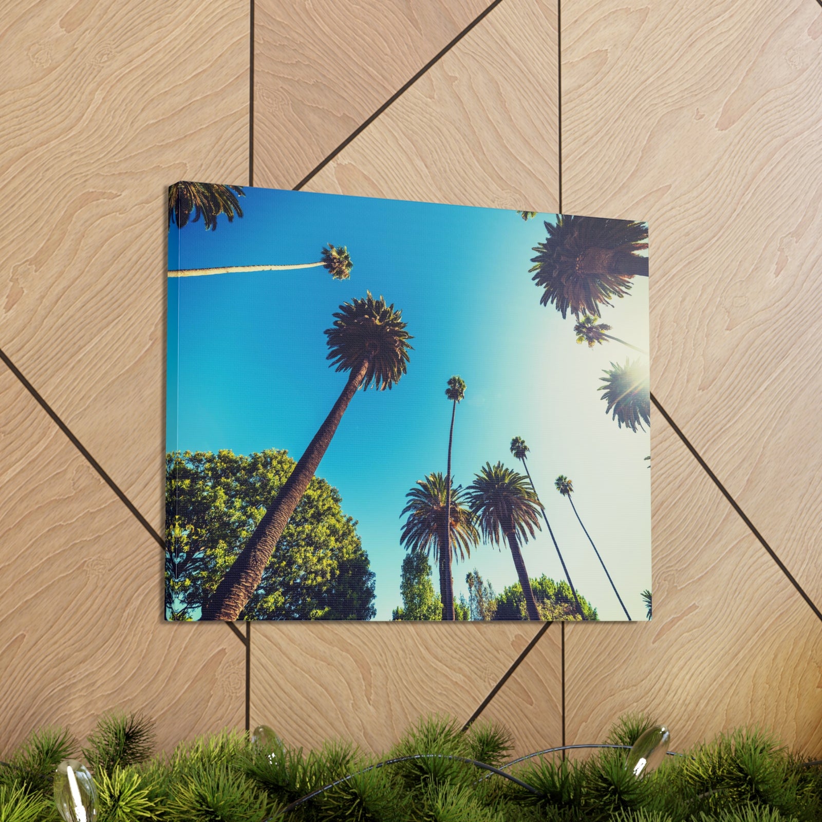 Los Angeles Sky Palm Trees Nature Wilderness Photography Canvas Wall Art for Home Decor Ready-to-Hang-Express Your Love Gifts