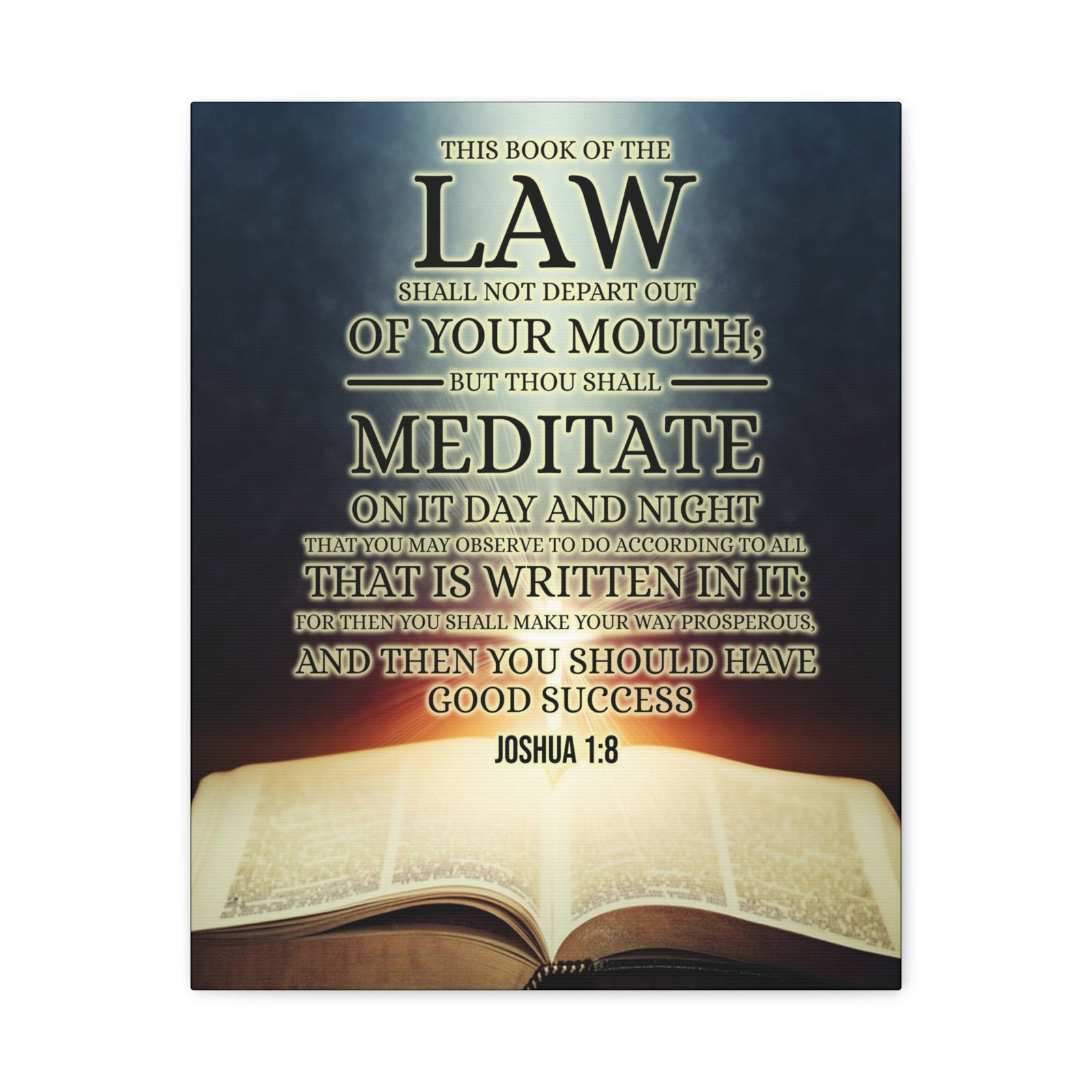 Scripture Canvas Book of the Law Joshua 1:8 Christian Wall Art Bible Verse Print Ready to Hang-Express Your Love Gifts