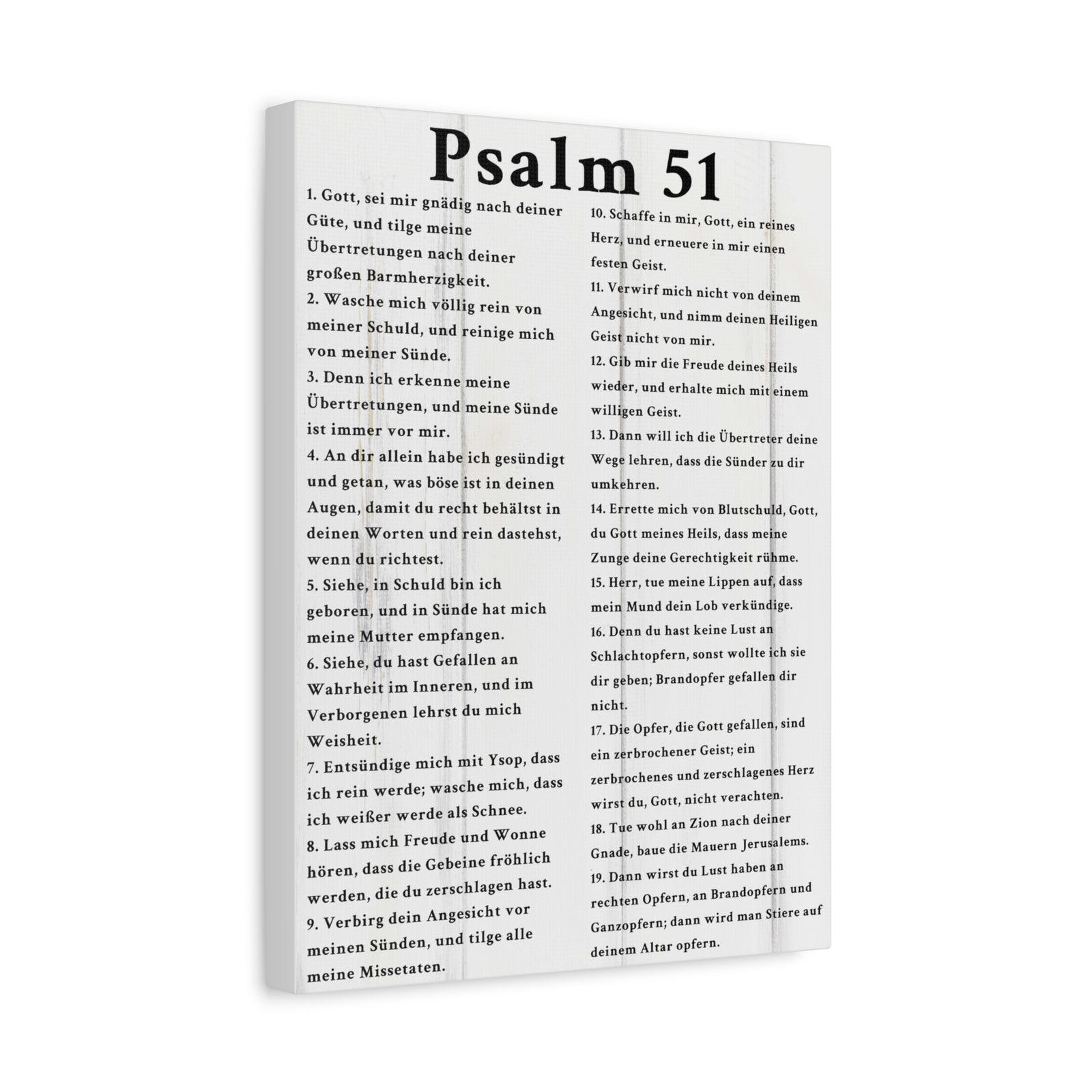 Scripture Walls Psalm 51 German White Bible Verse Canvas Christian Wall Art Ready to Hang Unframed-Express Your Love Gifts