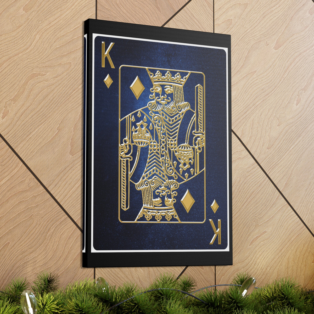 King Of Diamonds Space Background Playing Card Canvas Wall Art for Home Decor Ready-to-Hang-Express Your Love Gifts