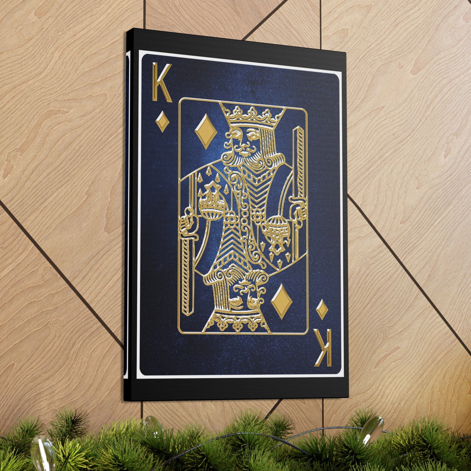 King Of Diamonds Space Background Playing Card Canvas Wall Art for Home Decor Ready-to-Hang-Express Your Love Gifts