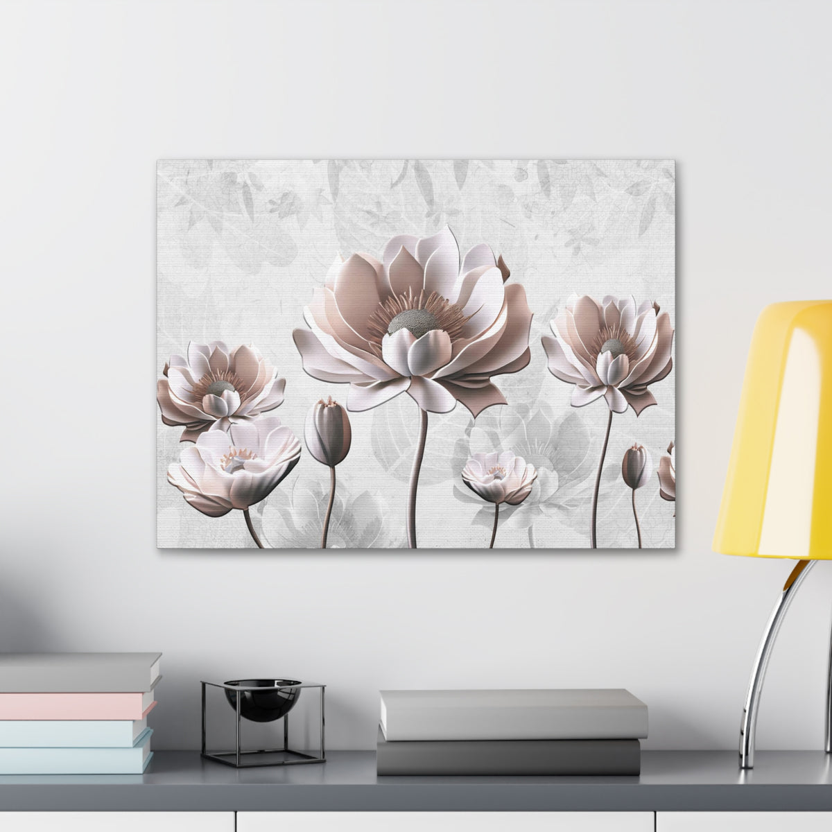 Simple Floral Painting 3D Flower Canvas Wall Art for Home Decor Ready-to-Hang-Express Your Love Gifts