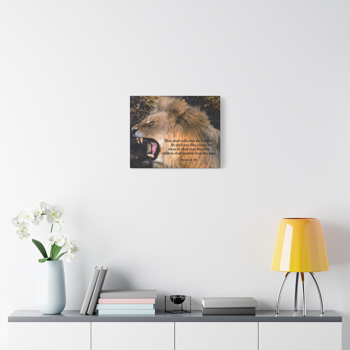 Scripture Canvas Roaring Lion of Judah Hosea 11:10 Christian Wall Art Bible Verse Print Ready to Hang-Express Your Love Gifts