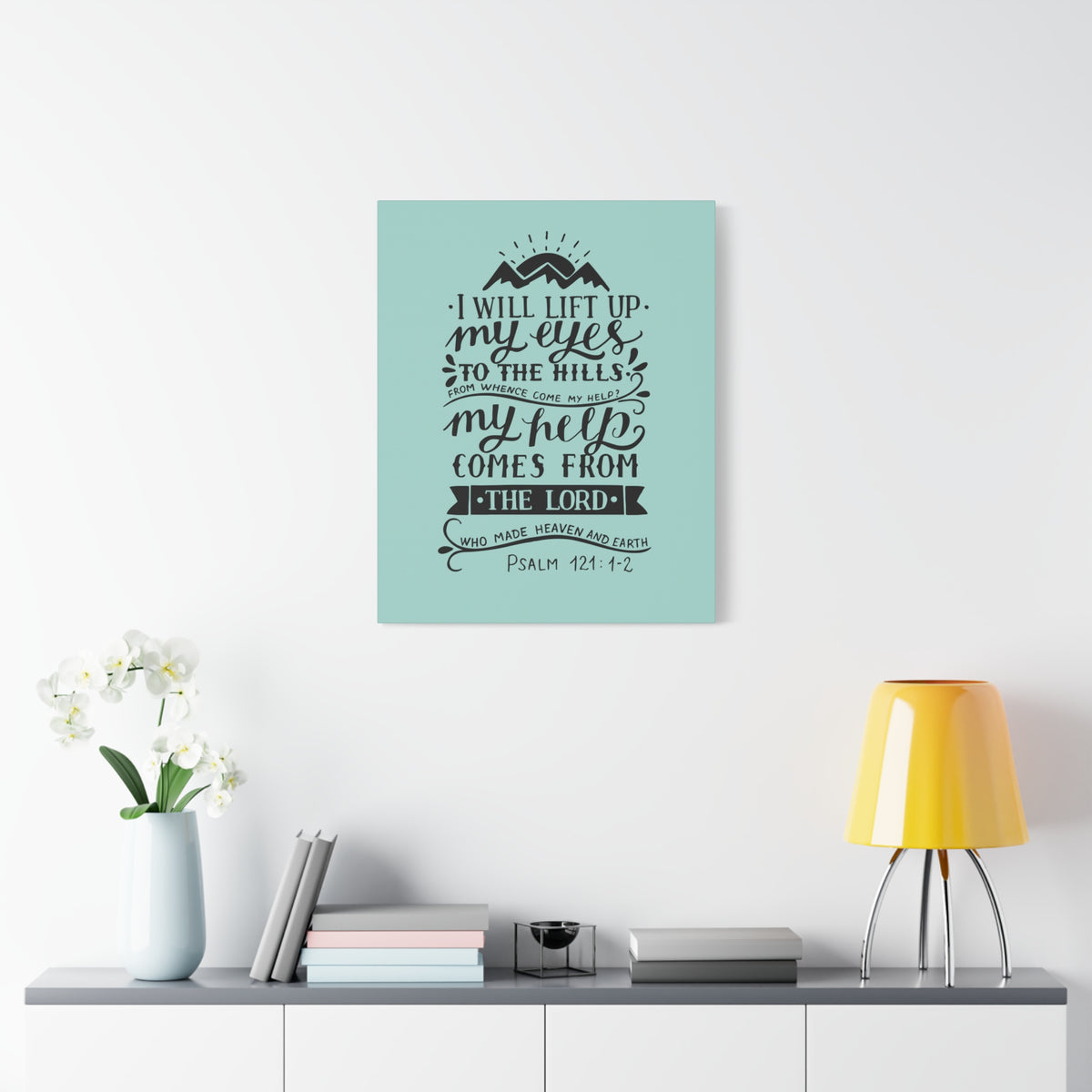 Scripture Canvas Heaven And Earth Psalm 121:1-2 Christian Wall Art Bible Verse Print Ready to Hang-Express Your Love Gifts