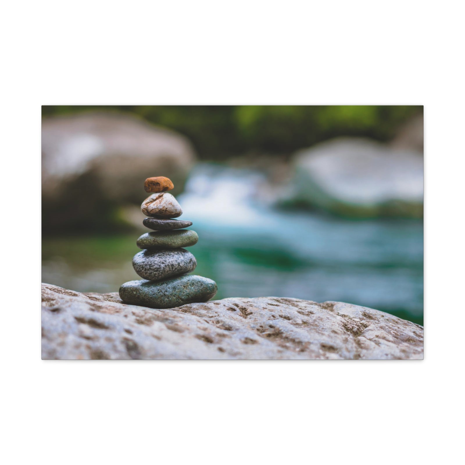 Rocks Stacked in Balance Forest Floral Nature Photography Canvas Wall Art for Home Decor Ready-to-Hang-Express Your Love Gifts