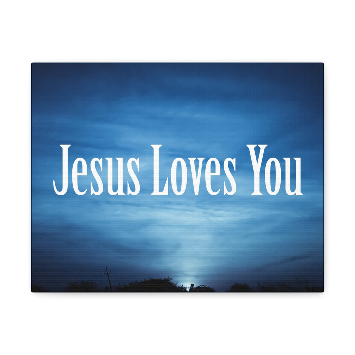 Scripture Canvas Jesus Loves You John 3:16 Dark Blue Sky Christian Wall Art Bible Verse Print Ready to Hang-Express Your Love Gifts