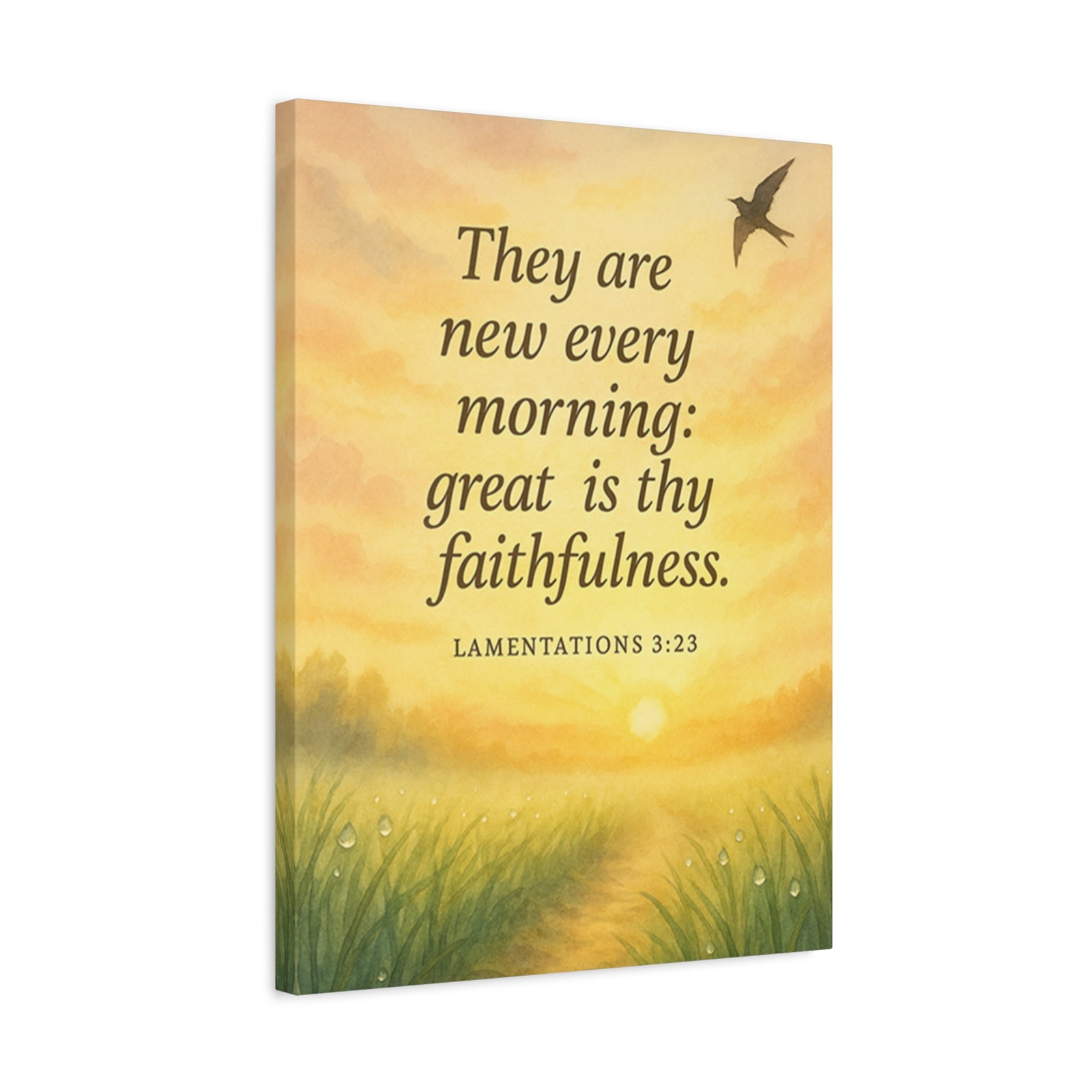 Bible Verse Canvas Lamentations 3:23 Christian Home Décor Wall Art Scripture Ready to Hang Faith Print-Express Your Love Gifts