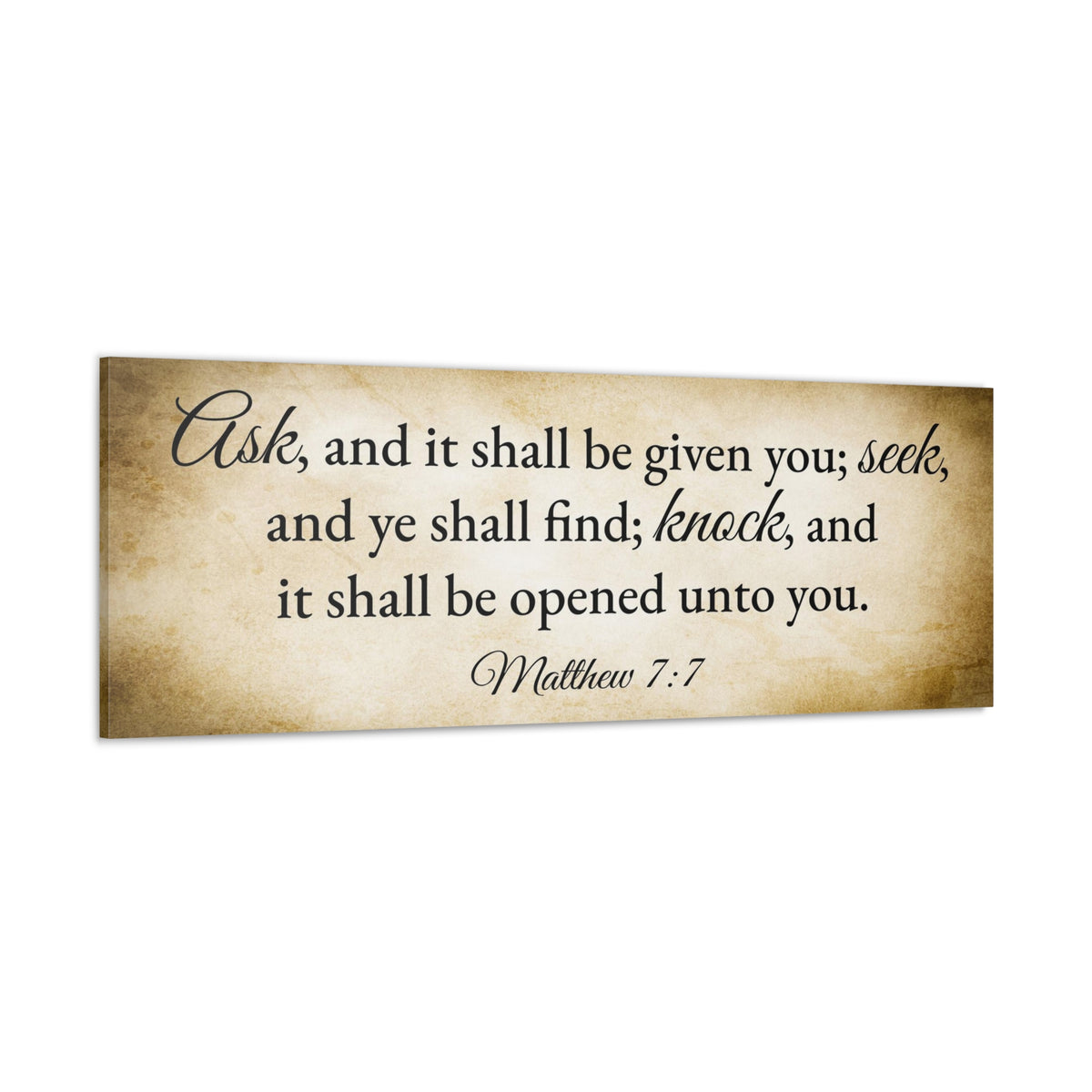 Scripture Walls Matthew 7:7 Gold Bible Verse Canvas Christian Wall Art Ready to Hang Unframed-Express Your Love Gifts