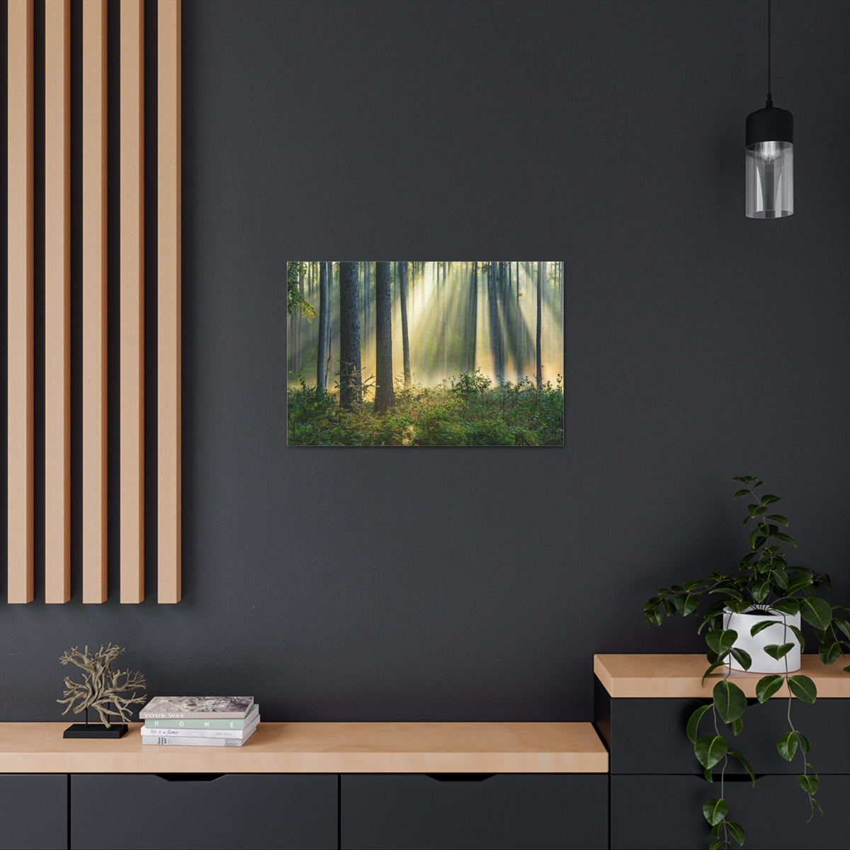 Sunrise Green Forest Nature Wilderness Photography Canvas Wall Art for Home Decor Ready-to-Hang-Express Your Love Gifts