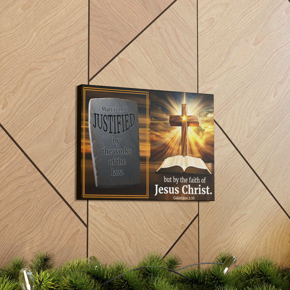 Scripture Walls Galatians 2:16 Faith & Law Bible Verse Canvas Christian Wall Art Ready to Hang Unframed-Express Your Love Gifts