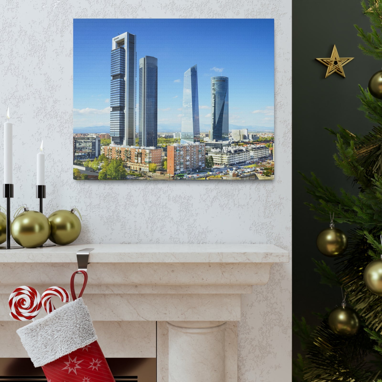 Madrid Daytime Skyline Canvas Artwork High-Quality Breathtaking Stunning Cityscape for Home Decor Ready to Hang-Express Your Love Gifts