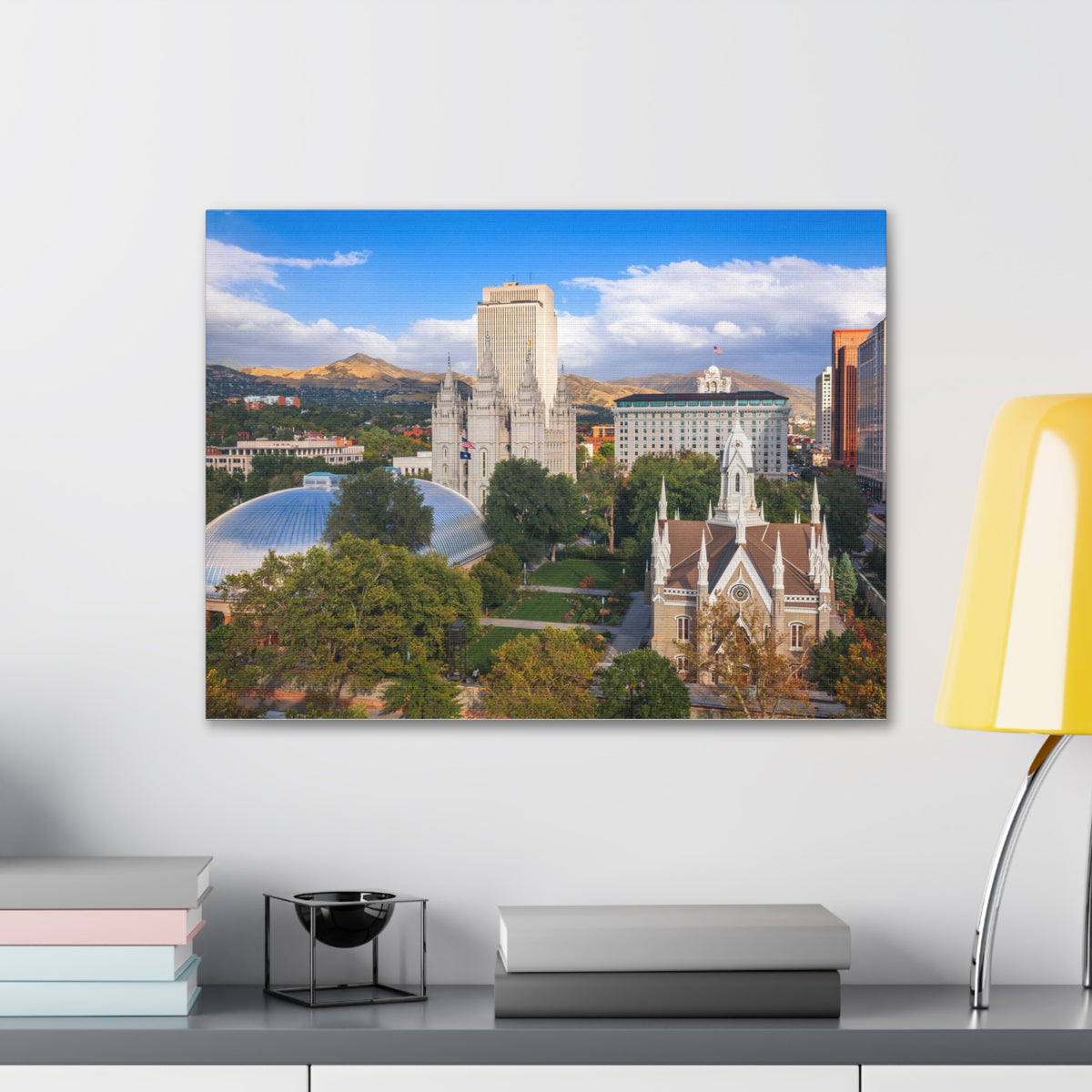 Salt Lake City Daytime Skyline Canvas Artwork High-Quality Breathtaking Stunning Cityscape for Home Decor Ready to Hang-Express Your Love Gifts