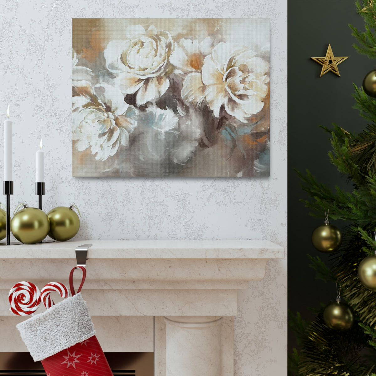 Oil Painting With Flower Rose & Peonies Flower Canvas Wall Art for Home Decor Ready-to-Hang-Express Your Love Gifts