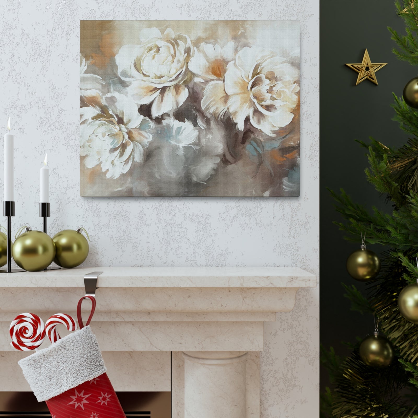 Oil Painting With Flower Rose & Peonies Flower Canvas Wall Art for Home Decor Ready-to-Hang-Express Your Love Gifts