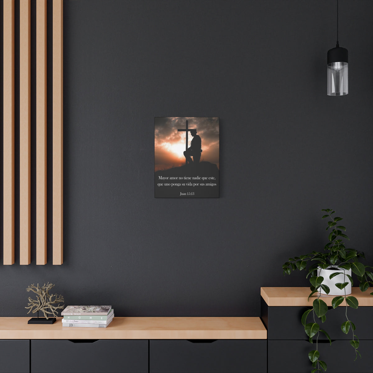 Scripture Walls John 15:13 Greater Love Soldier at Cross Christian Wall Art Print Ready to Hang Unframed-Express Your Love Gifts