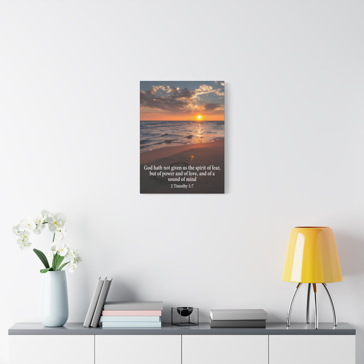 Scripture Canvas No Fear 2 Timothy 1:7 Christian Wall Art Bible Verse Print Ready to Hang-Express Your Love Gifts