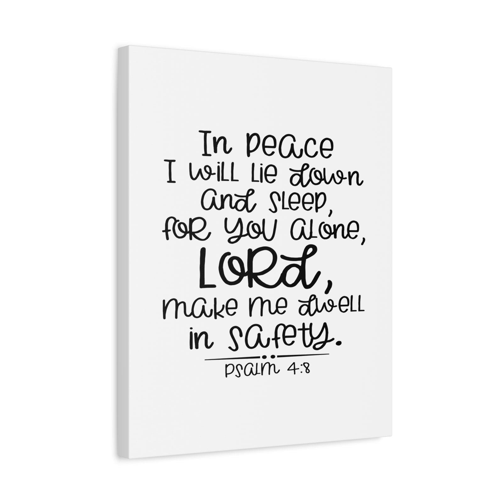 Scripture Canvas Dwell In Safety Psalm 4:8 Christian Wall Art Print Ready to Hang-Express Your Love Gifts