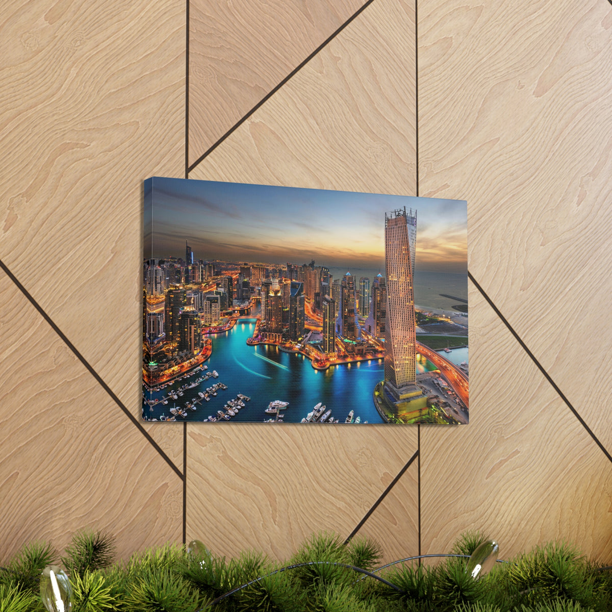Dubai Night Skyline Canvas Artwork High-Quality Breathtaking Stunning Cityscape for Home Decor Ready to Hang-Express Your Love Gifts