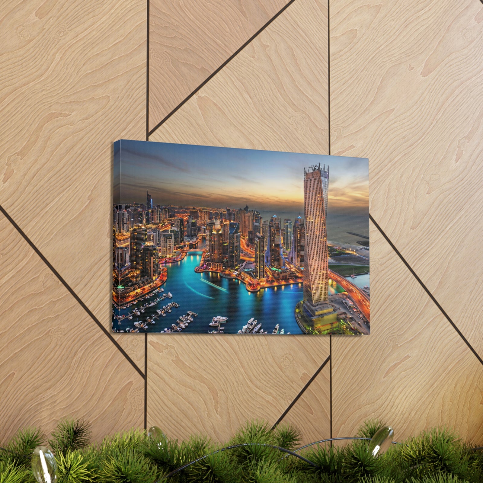 Dubai Night Skyline Canvas Artwork High-Quality Breathtaking Stunning Cityscape for Home Decor Ready to Hang-Express Your Love Gifts