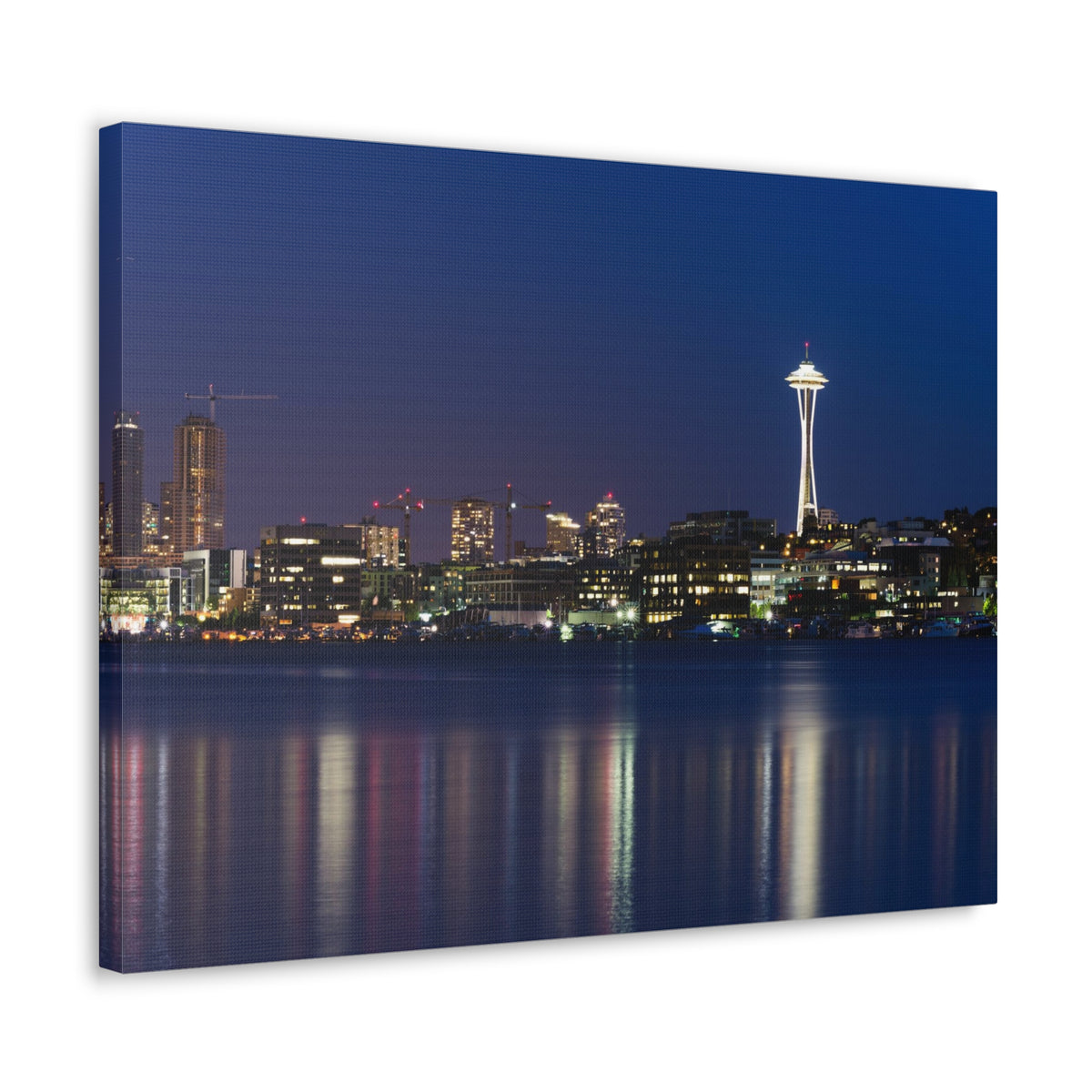 Seattle Night Skyline Canvas Artwork High-Quality Breathtaking Stunning Cityscape for Home Decor Ready to Hang-Express Your Love Gifts