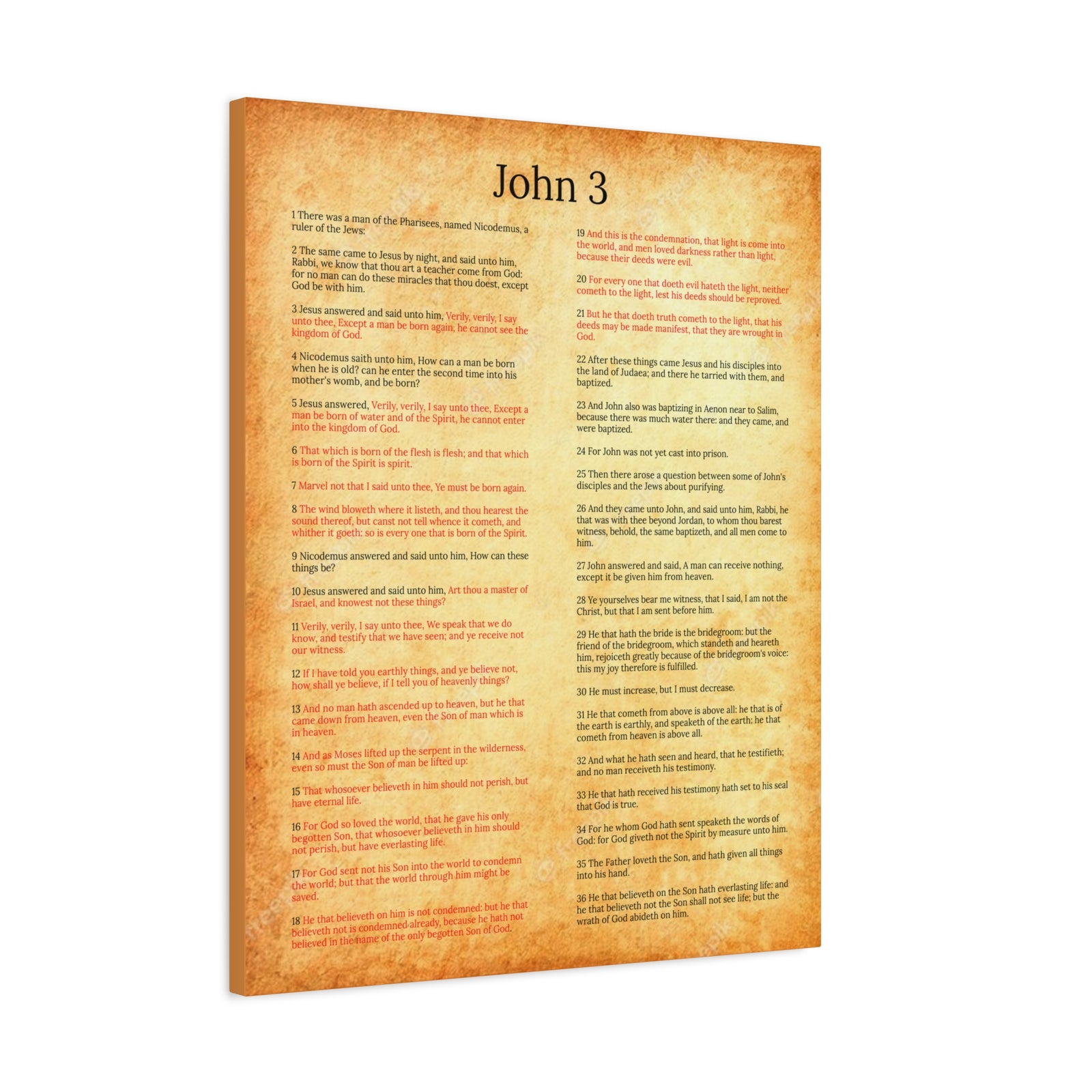 Scripture Walls John 3 Jesus and Nicodemus Gold Christian Wall Art Print Ready to Hang Unframed-Express Your Love Gifts