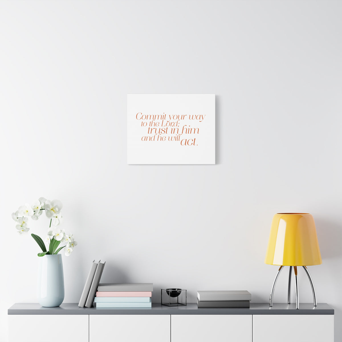 Scripture Walls Your Way to The Lord Orange Psalm 37:5 Bible Verse Canvas Christian Wall Art Ready to Hang-Express Your Love Gifts