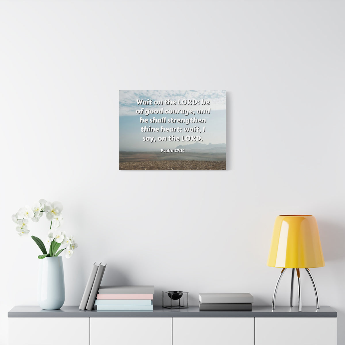 Scripture Canvas Strengthen Thine Heart Psalms 27:14 Christian Wall Art Bible Verse Print Ready to Hang-Express Your Love Gifts
