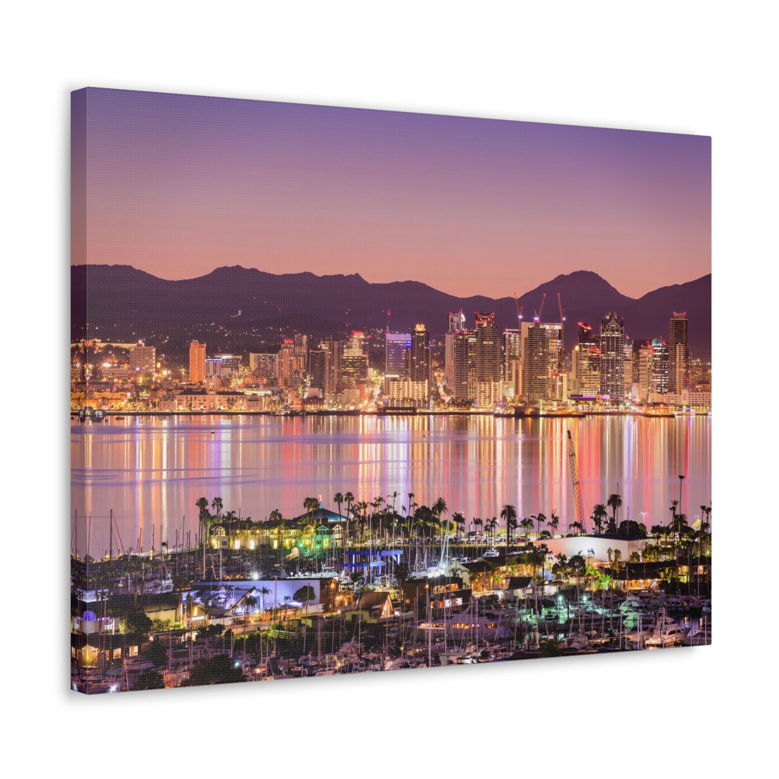 San Diego Night Skyline Canvas Artwork High-Quality Breathtaking Stunning Cityscape for Home Decor Ready to Hang-Express Your Love Gifts