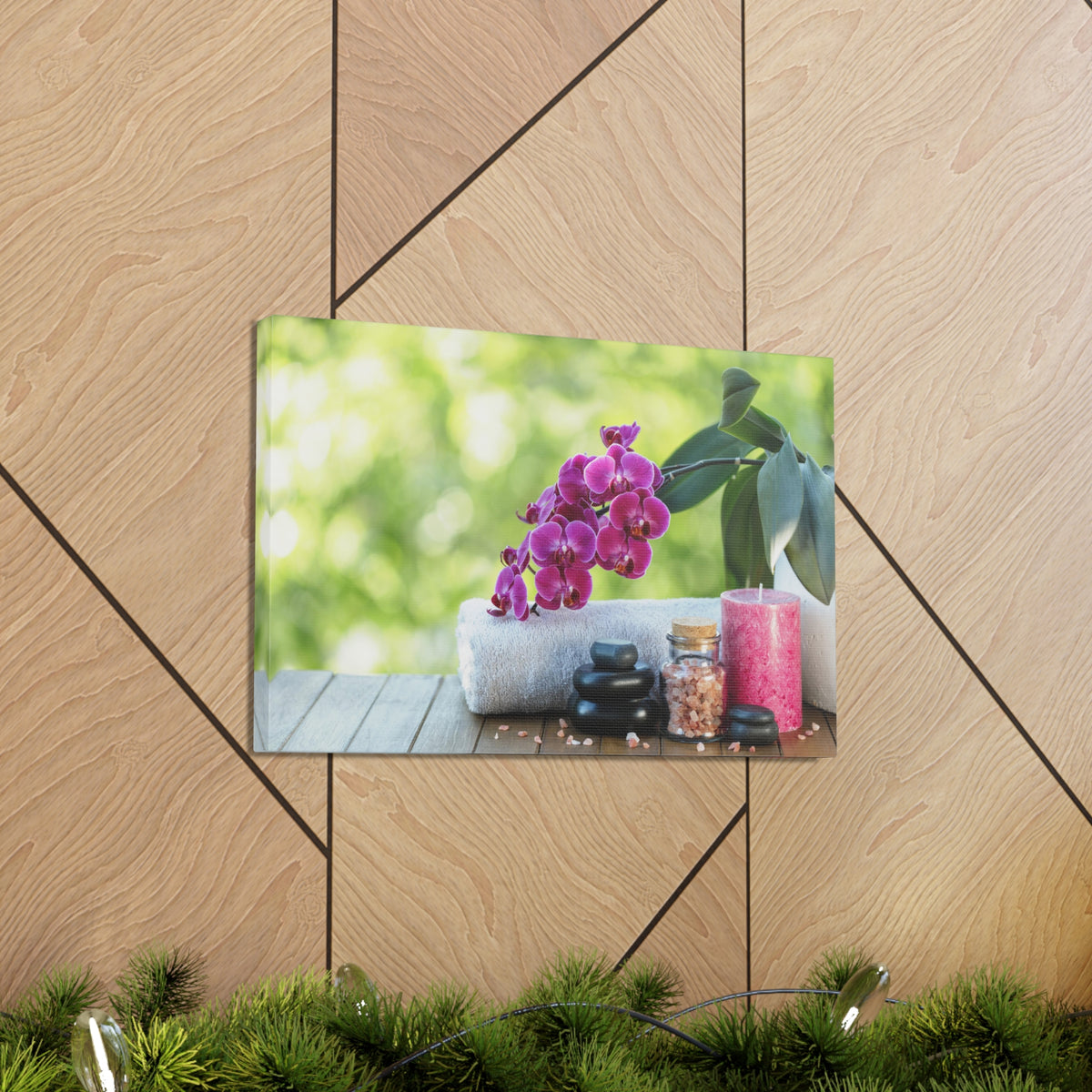 Spa Composition on Wooden Forest Floral Nature Photography Canvas Wall Art for Home Decor Ready-to-Hang-Express Your Love Gifts