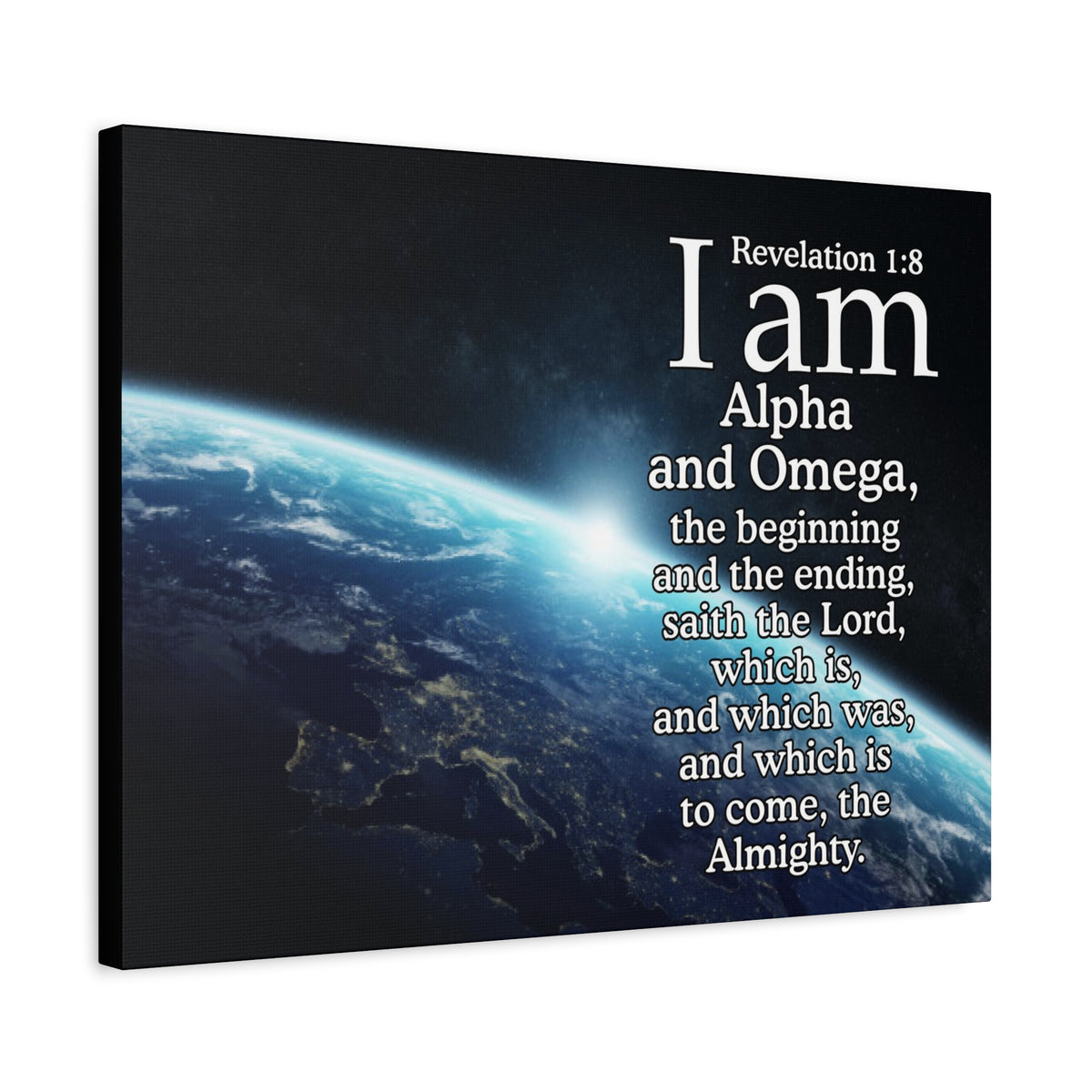 Scripture Canvas Revelation 1:8 Alpha ansd Omega Christian Wall Art Bible Verse Print Ready to Hang-Express Your Love Gifts