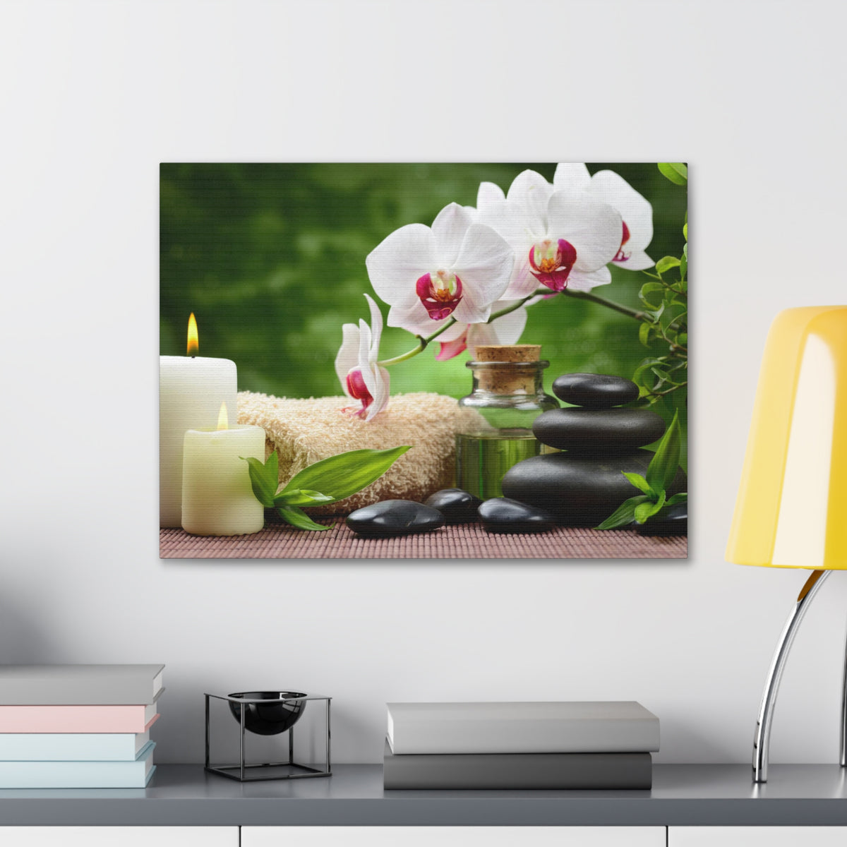 Orchid Flower and Stone Forest Floral Nature Photography Canvas Wall Art for Home Decor Ready-to-Hang-Express Your Love Gifts