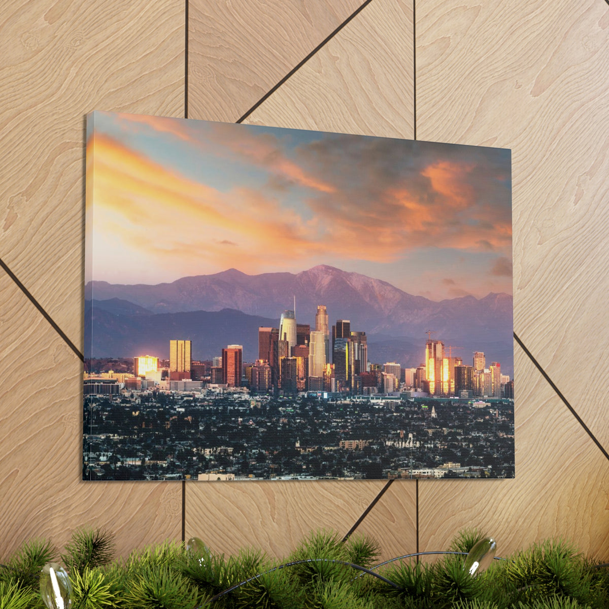 Los Angeles Daytime Skyline Canvas Artwork High-Quality Breathtaking Stunning Cityscape for Home Decor Ready to Hang-Express Your Love Gifts