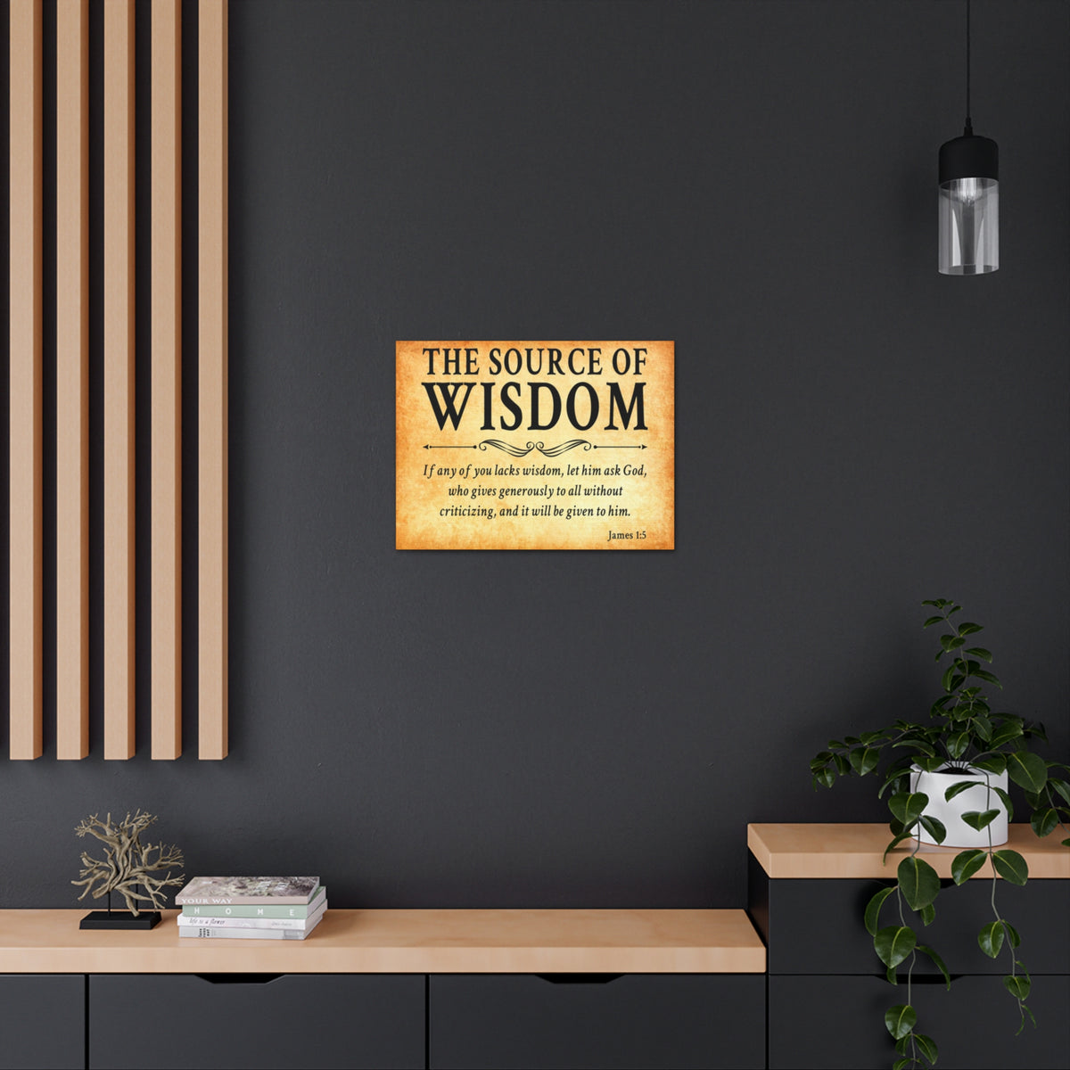 Scripture Walls James 1:5 The Source of Wisdom Gold Bible Verse Canvas Christian Wall Art Ready to Hang Unframed-Express Your Love Gifts
