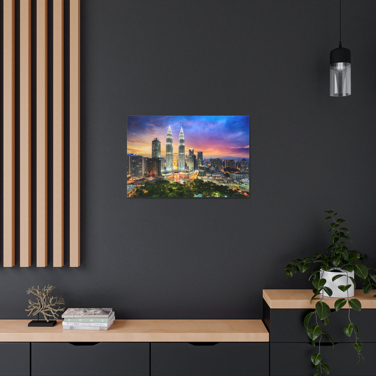 Kuala Lumpur Night Skyline Canvas Artwork High-Quality Breathtaking Stunning Cityscape for Home Decor Ready to Hang-Express Your Love Gifts