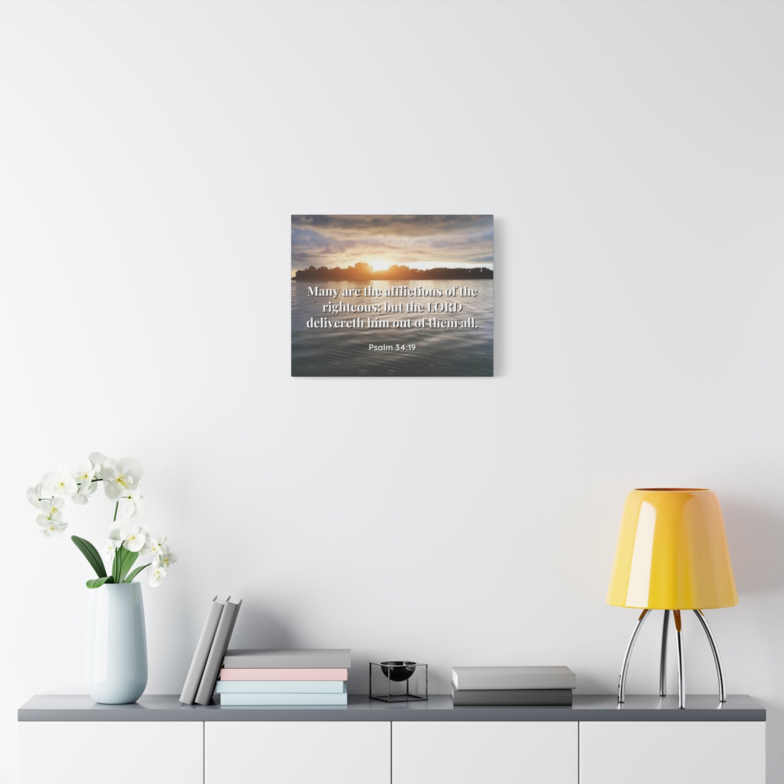 Scripture Canvas The Afflictions Psalm 34:19 Christian Wall Art Bible Verse Print Ready to Hang-Express Your Love Gifts