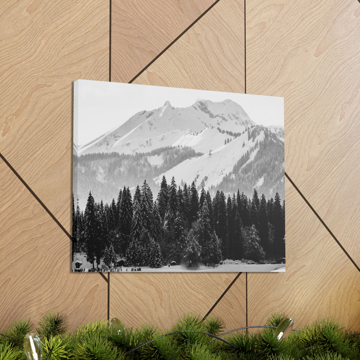 Winter Forest Mountain Black And White Nature Wilderness Photography Canvas Wall Art for Home Decor Ready-to-Hang-Express Your Love Gifts