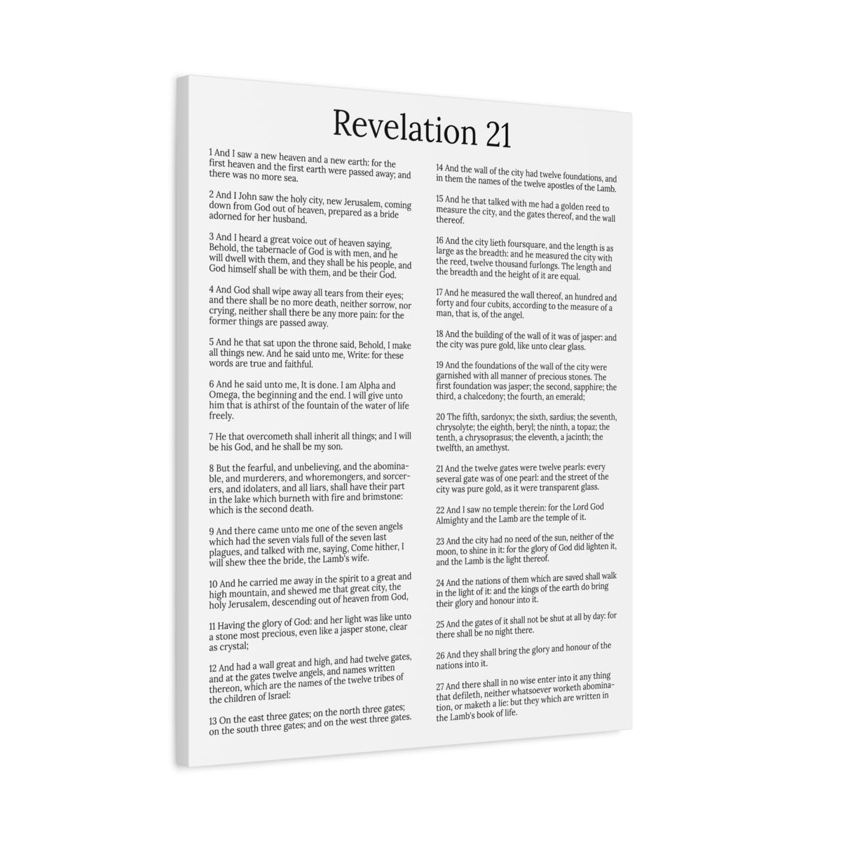Scripture Walls Revelation 21 Chapter New Heaven and New Earth White Christian Wall Art Print Ready to Hang Unframed-Express Your Love Gifts